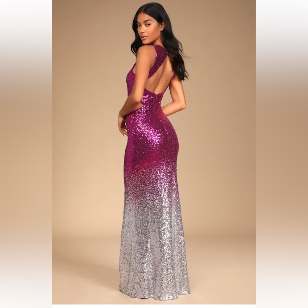 Lulu's Backless Sequin Dress - Pink and Silver - Picture 3 of 4